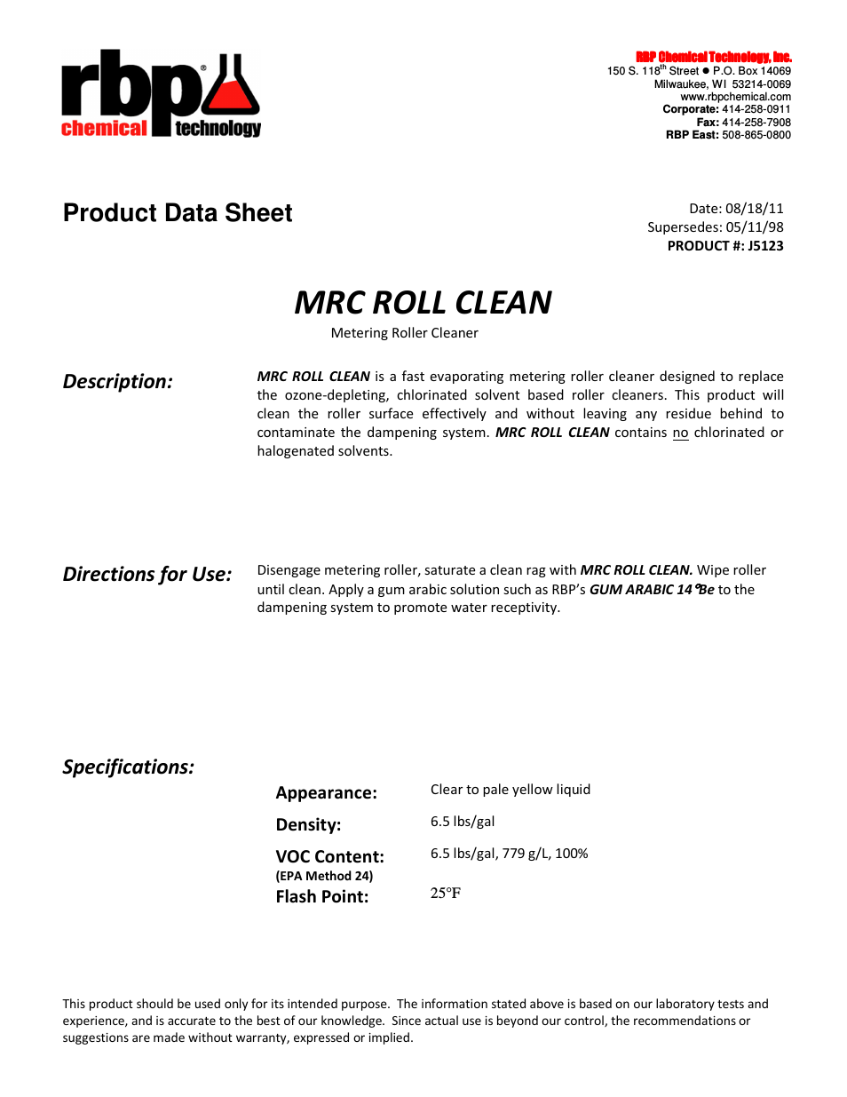 J5123 MRC ROLL CLEAN