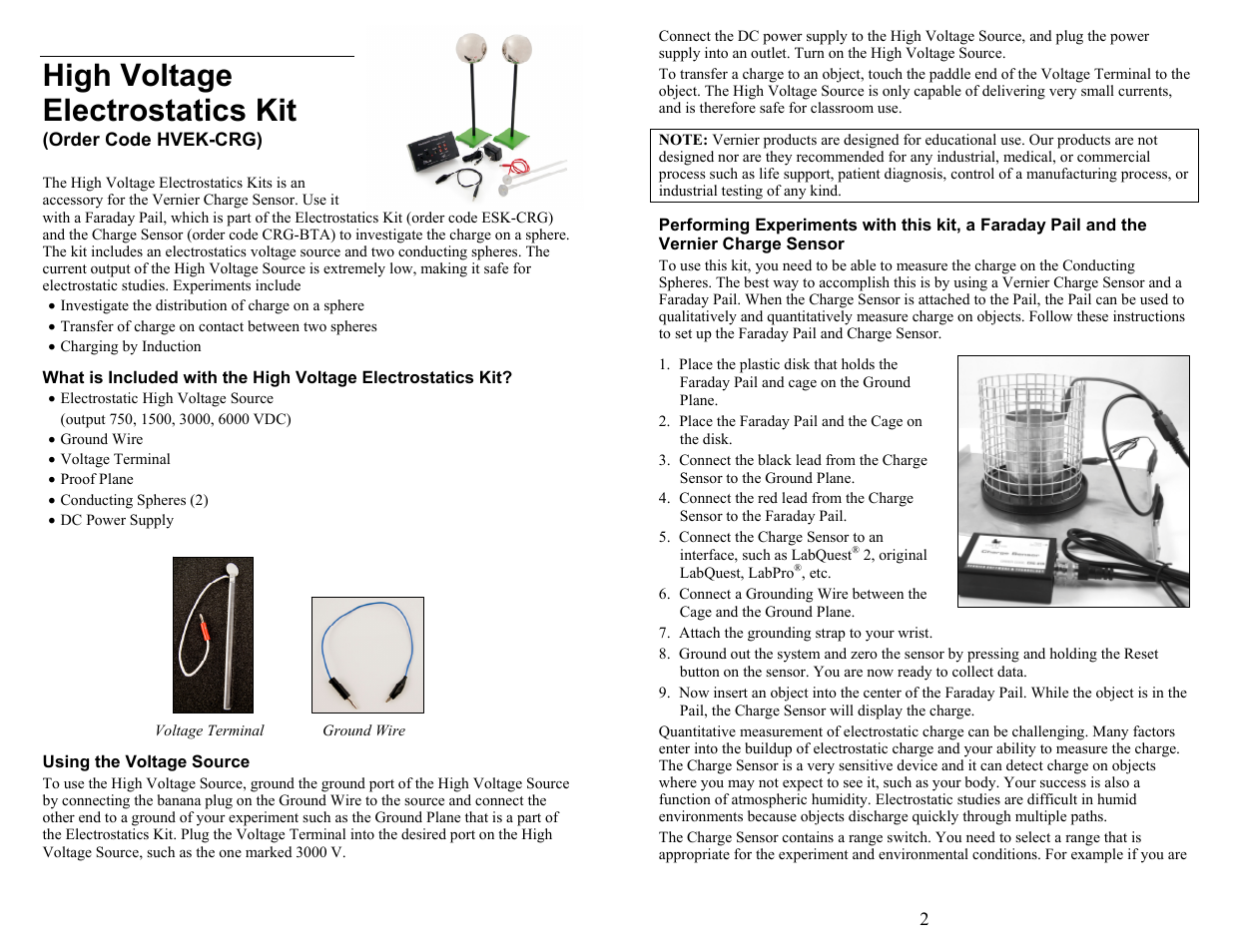 High-Voltage Electrostatics Kit