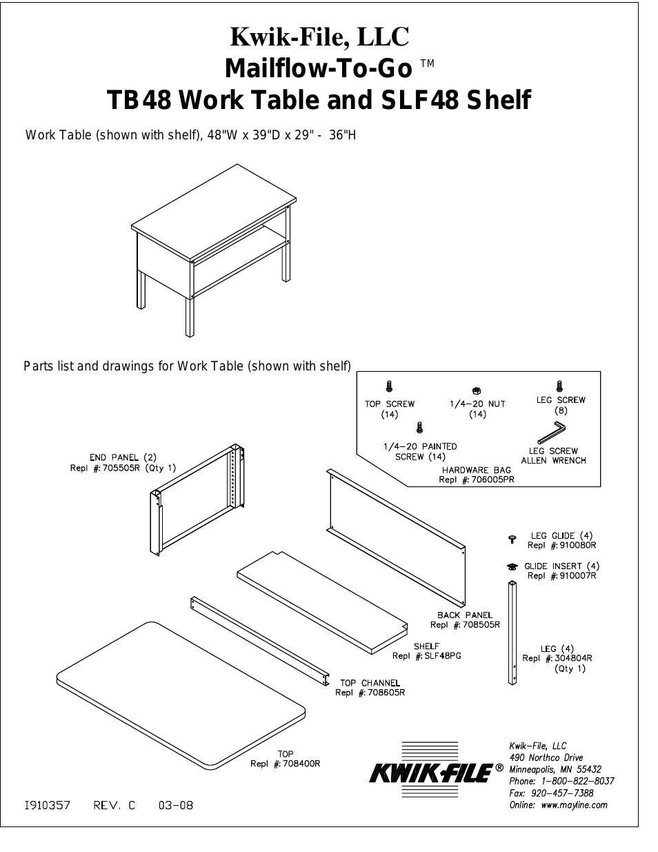 TB48 Work Table & SLF48 Shelf
