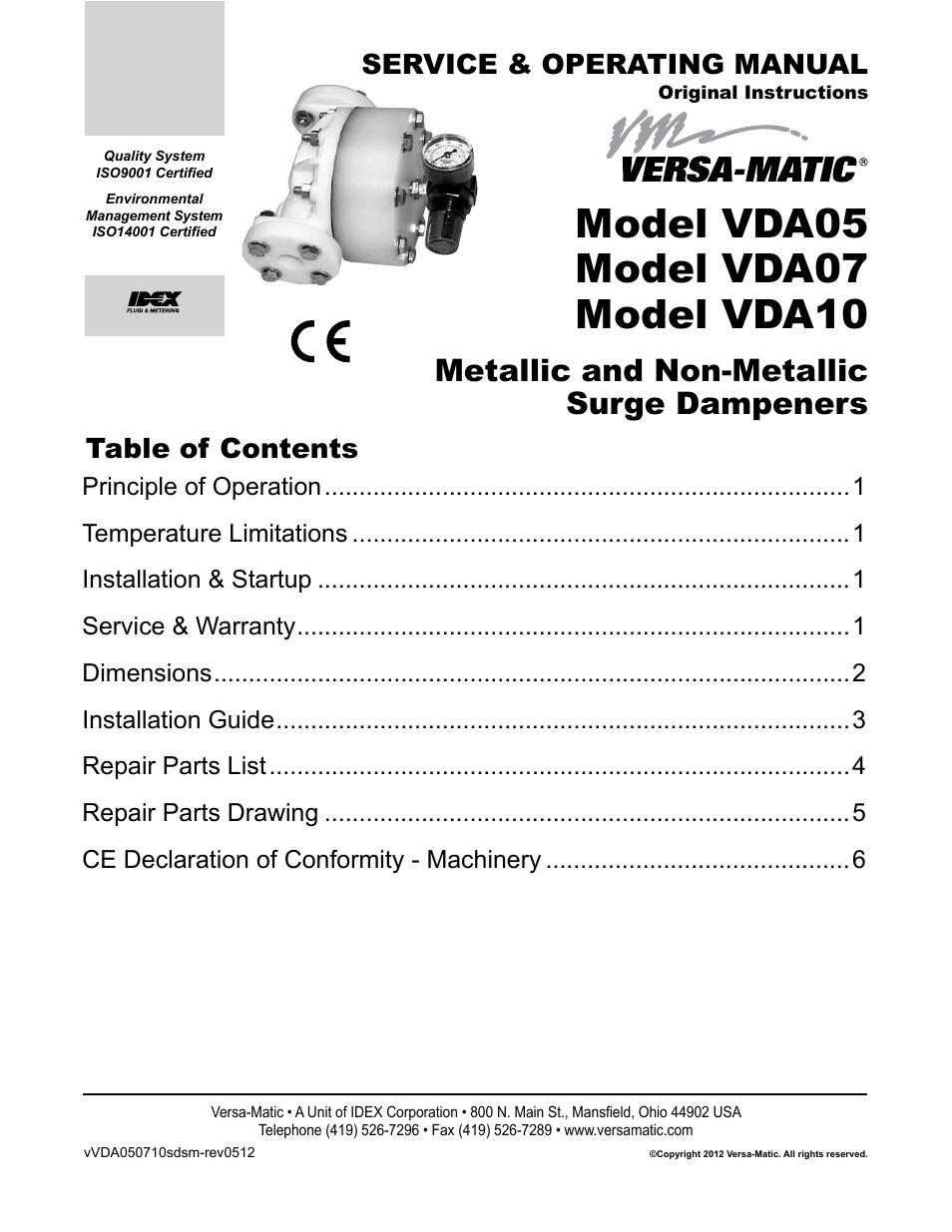 VDA05 Metallic and Non-Metallic Surge Dampeners