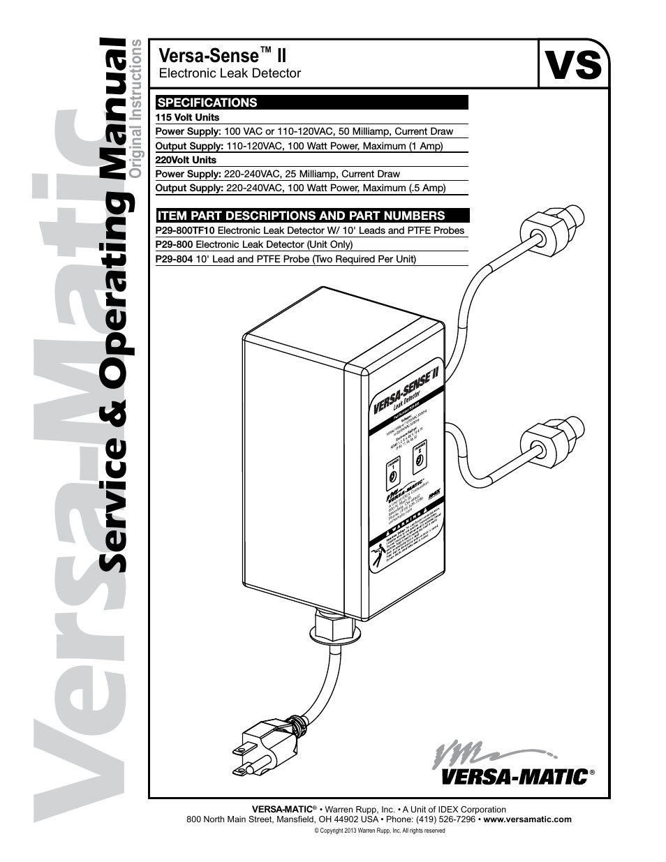 Versa-Sense II Electronic Leak Detector