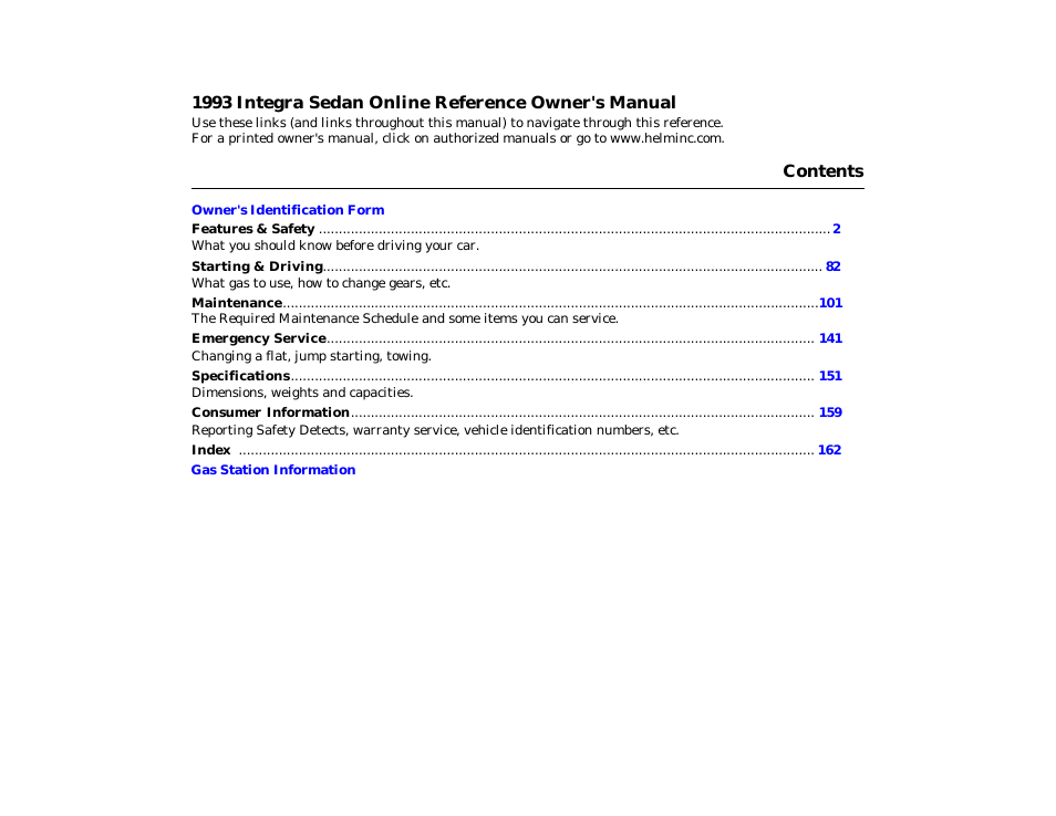 1993 Integra Sedan - Owner's Manual