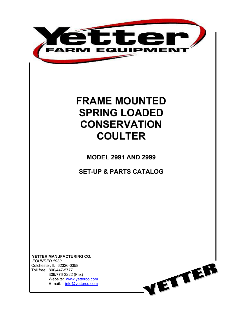 2991 Frame Mounted Spring Loaded Conservation Coulter