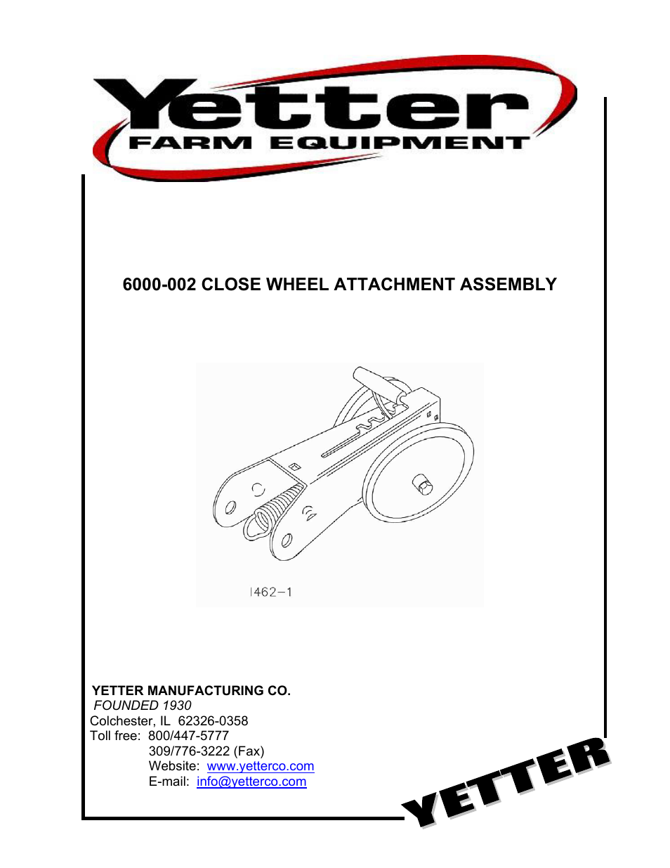 6000-002 Close Wheel Attachment Assembly