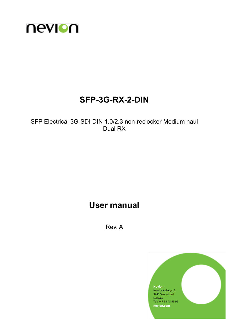 SFP-3G-RX-2-DIN