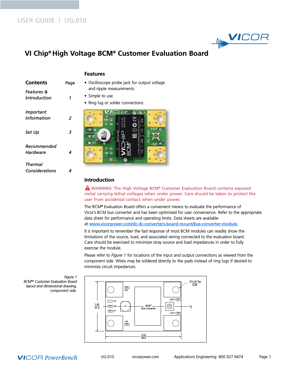 VI Chip High Voltage BCM Customer Evaluation Board