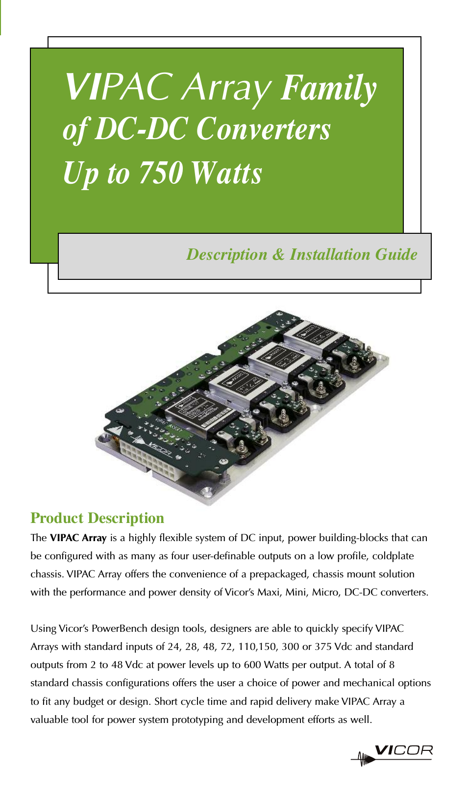 VIPAC Array Family of DC-DC Converters Up to 750 Watts