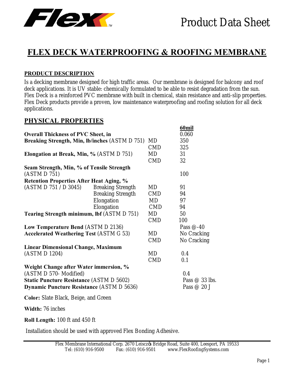 Deck Waterproofing-Roofing Membrane