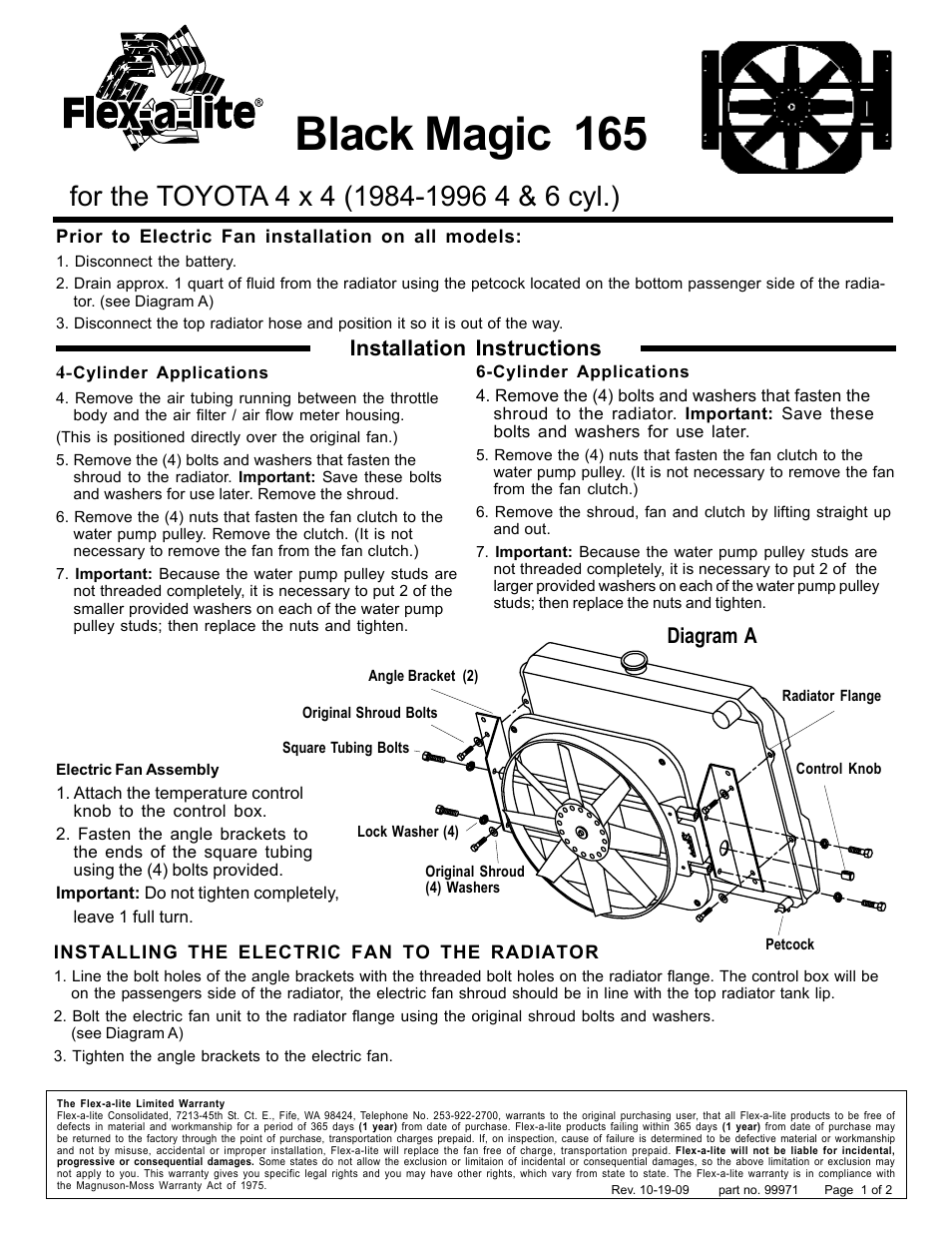 165 Black Magic for the TOYOTA 4 x 4 (1984-19964&6 cyl.)