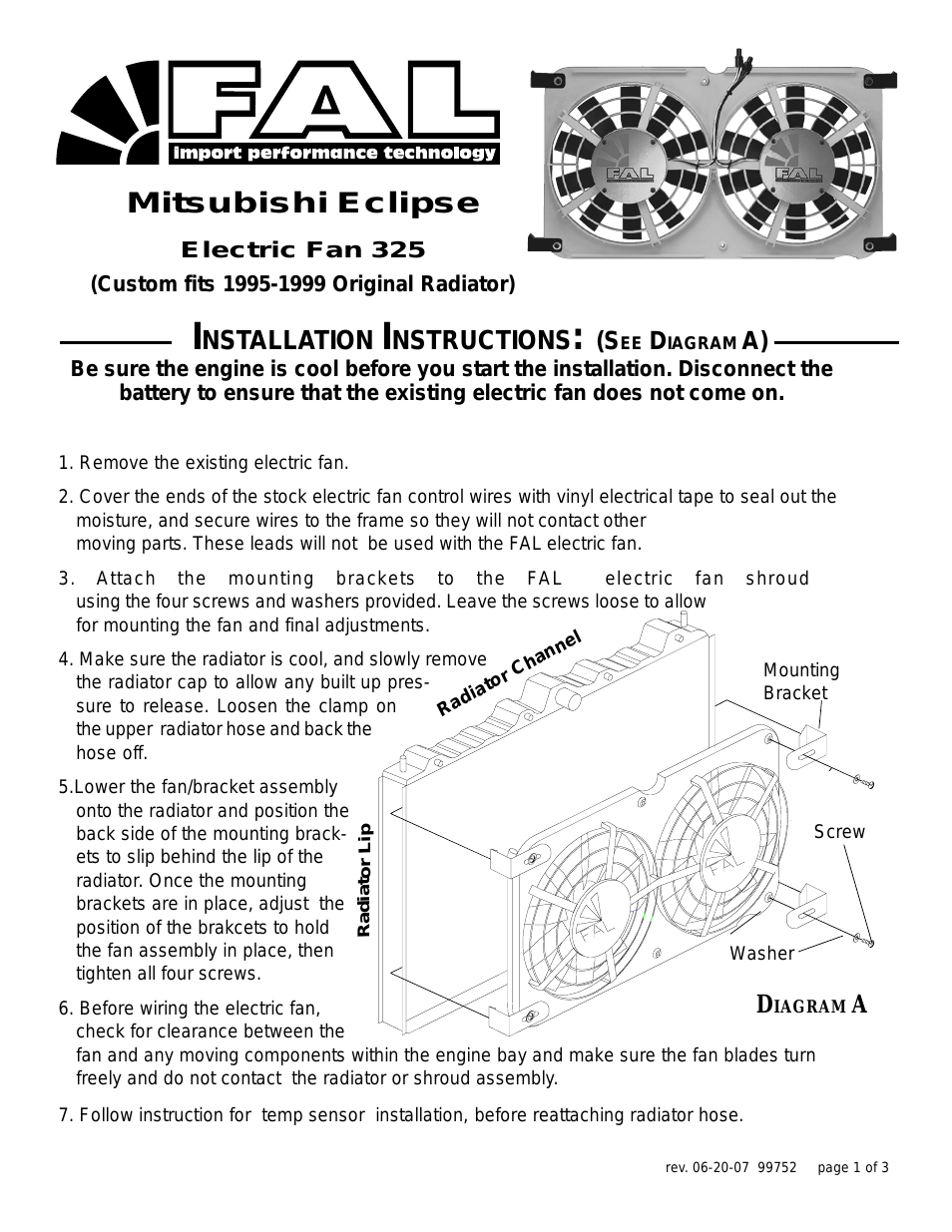 325 Mitsubishi Eclipse Electric Fan