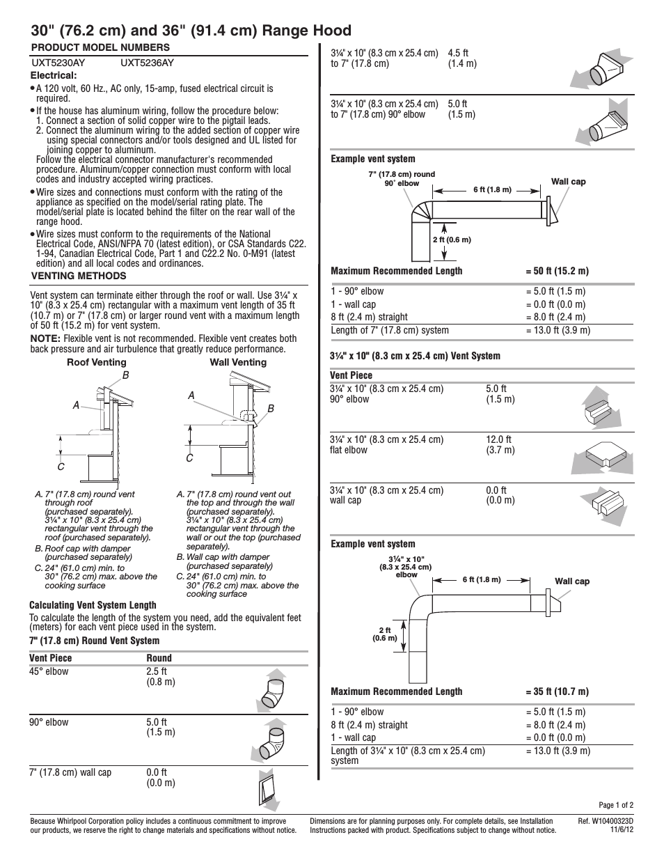 UXT5236AYB Dimension Guide