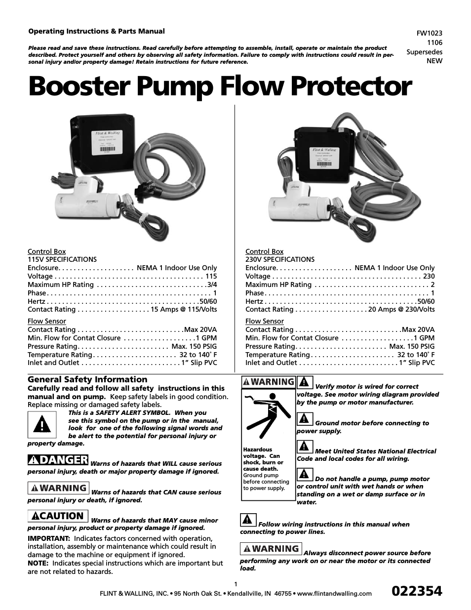 Booster Pump Flow Protector Instructions