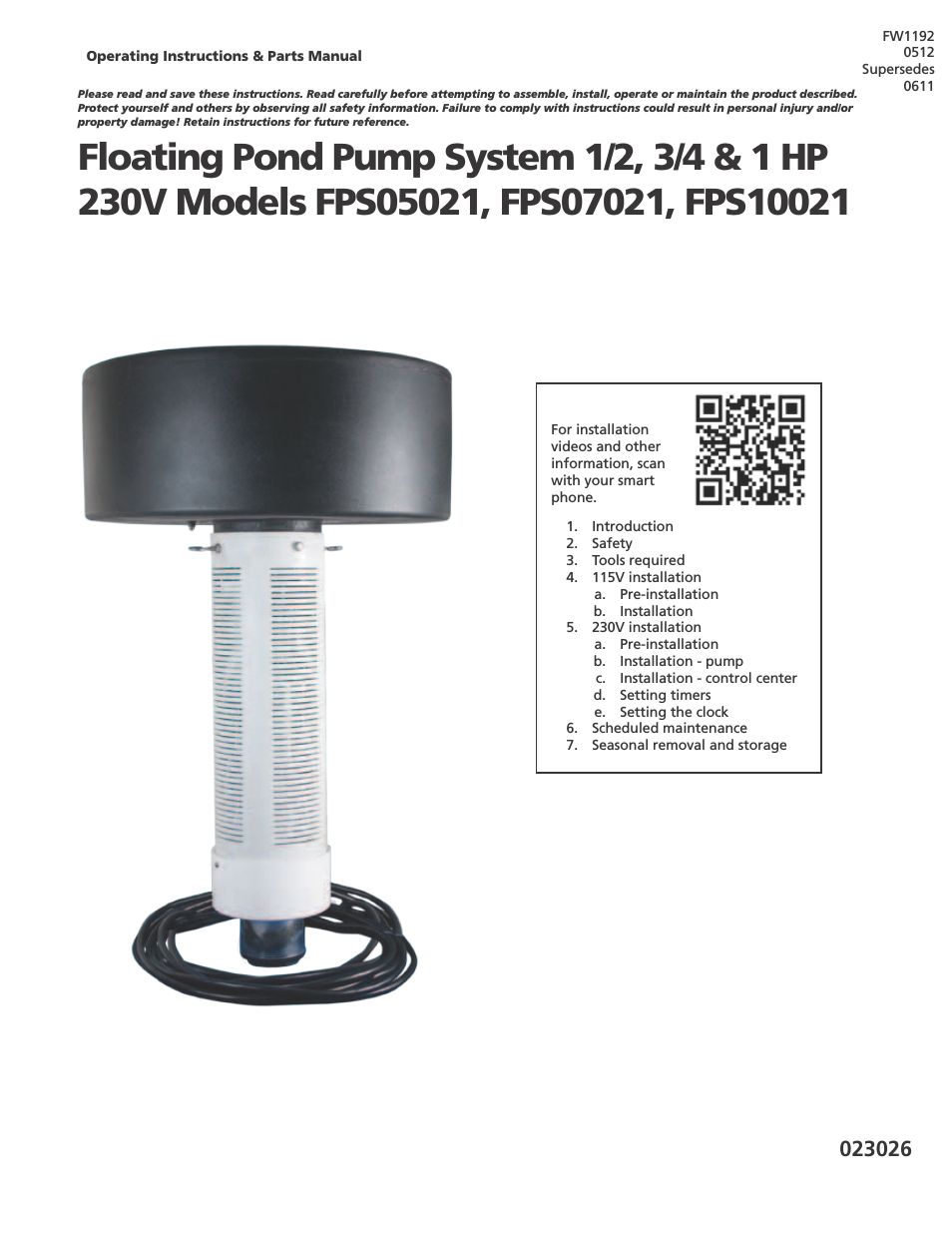 230V Pond and Fountain Systems FPS07021