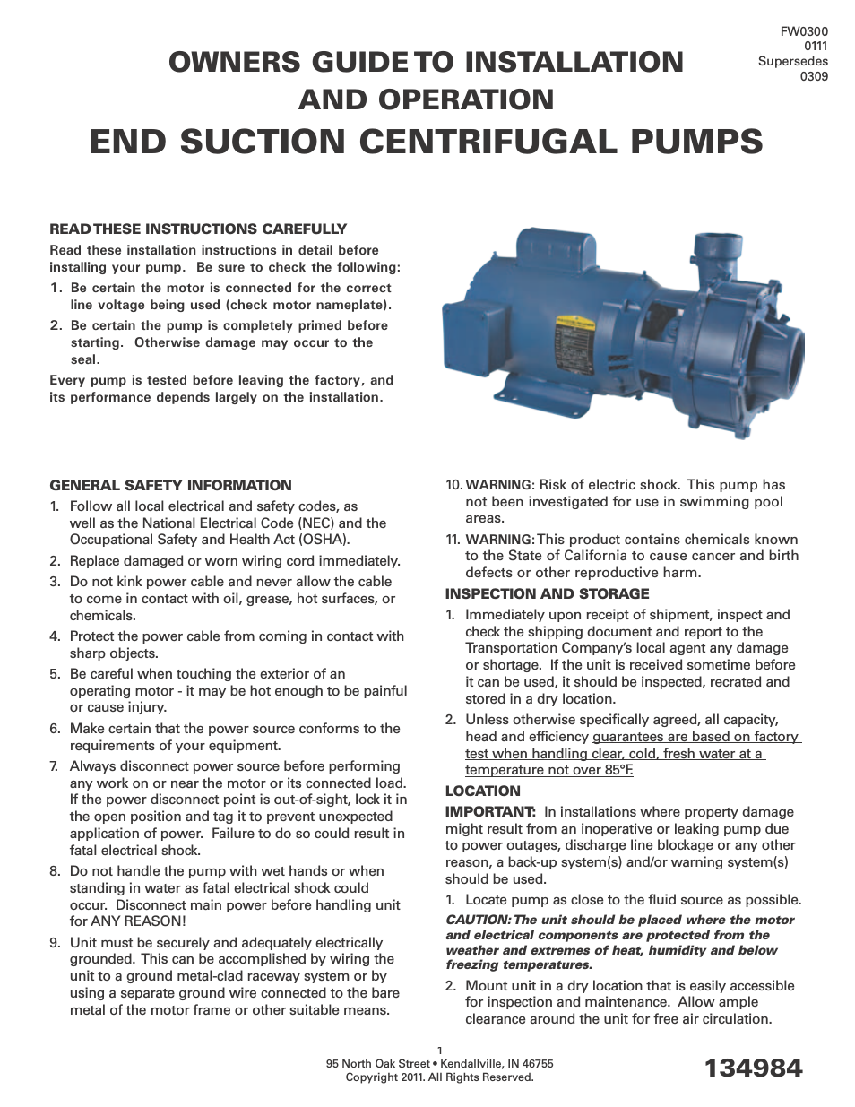 Centrifugal Packages - end suction centrifugal pumps