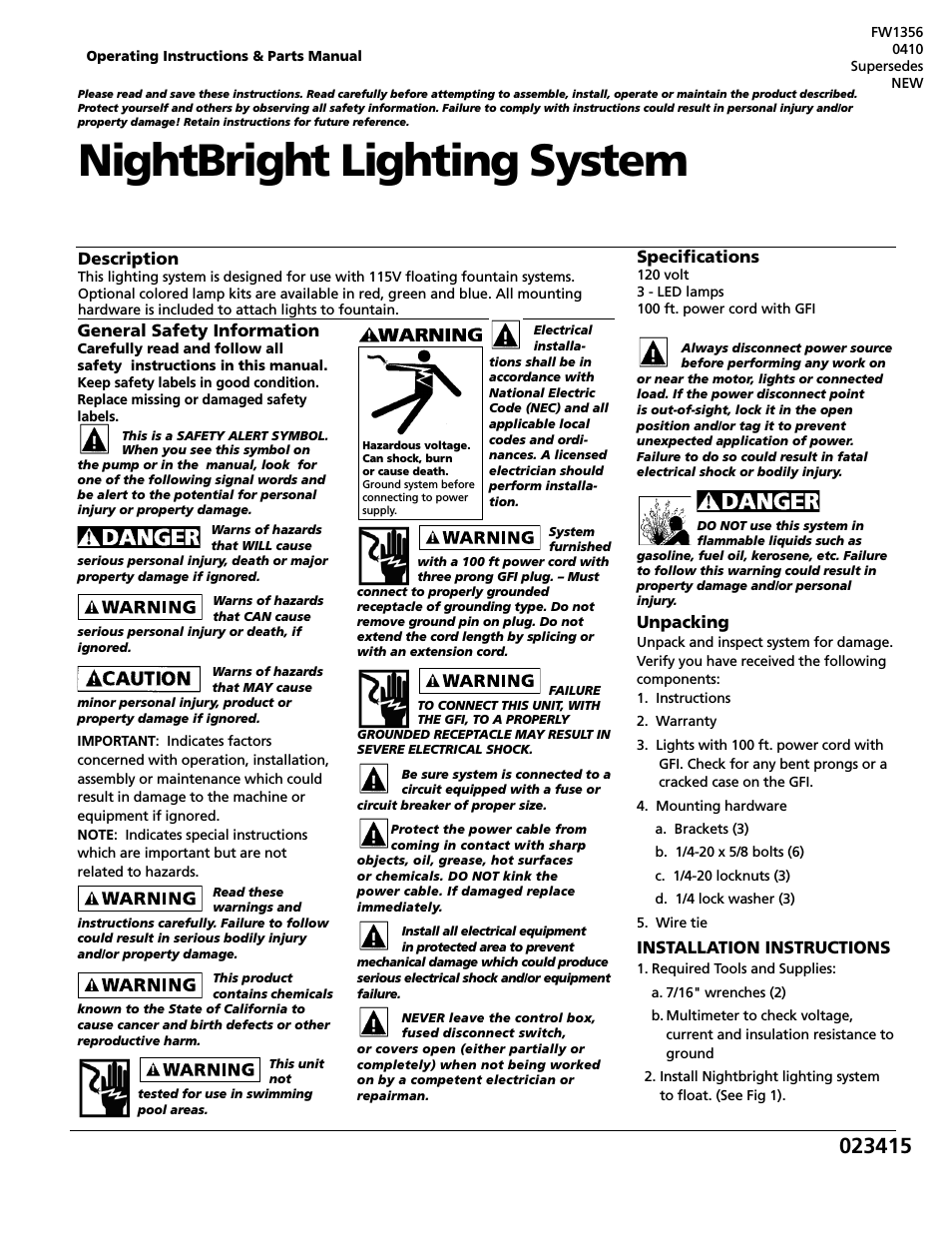 NightBright Lighting System w-GFI