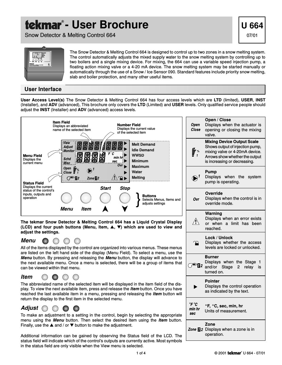 664  Snow Detector & Melting Control User Manuals