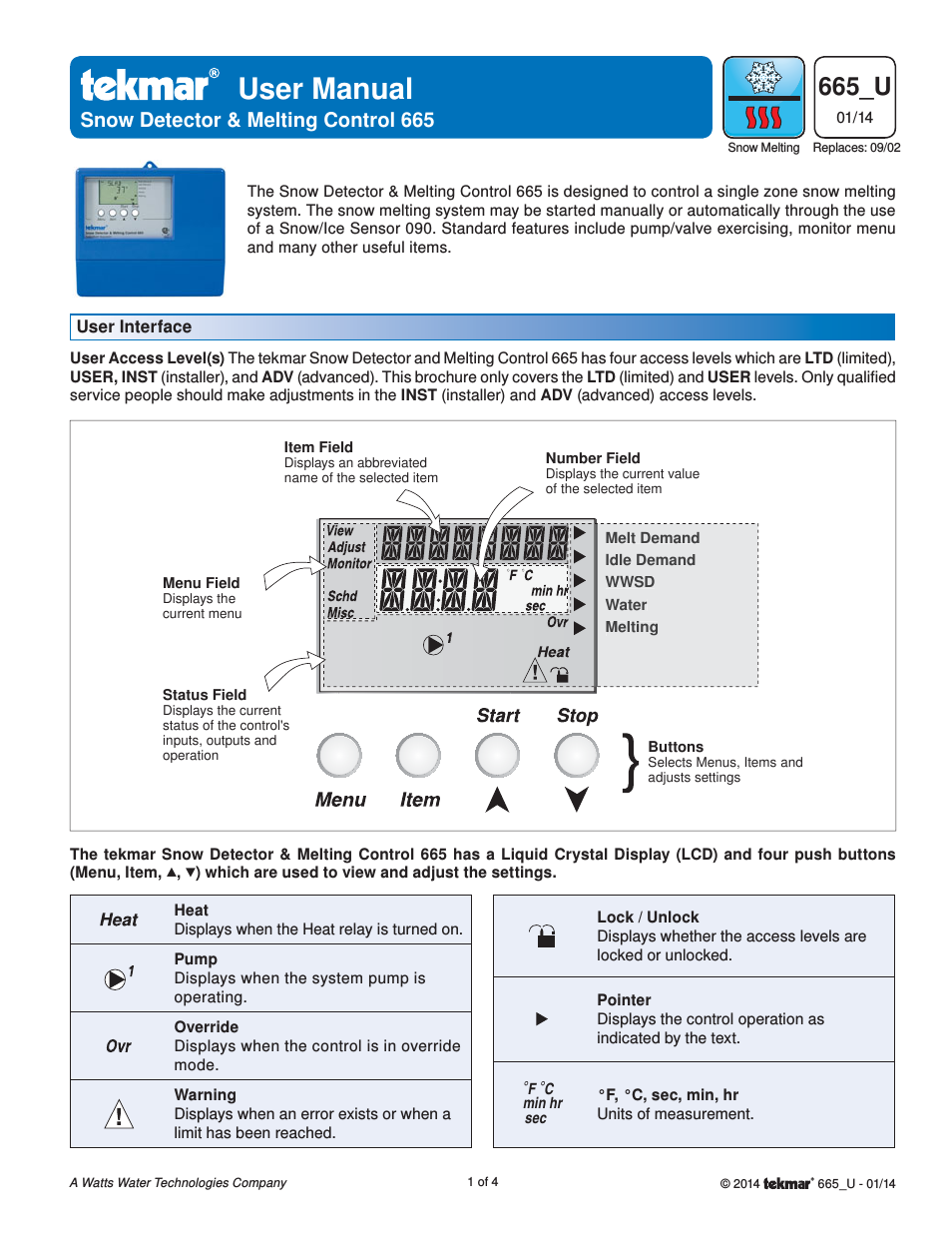 665  Snow Detector & Melting Control User Manuals