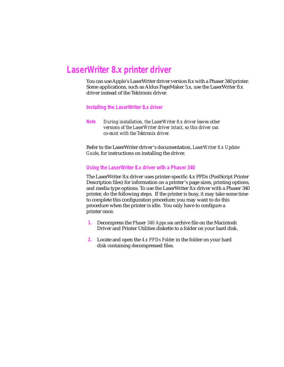 LaserWriter printer driver 8.x