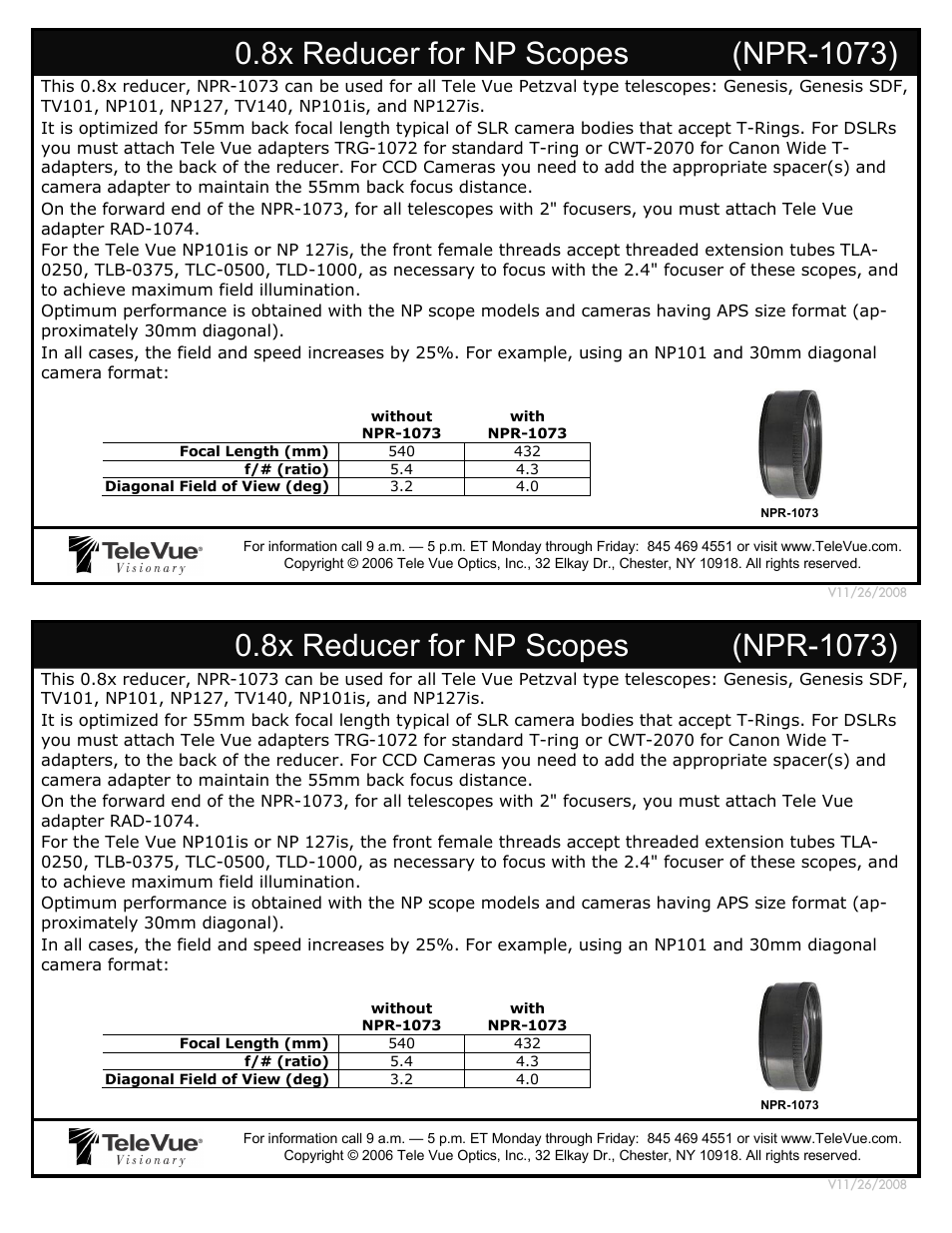 0.8x Reducer for NP Scopes (NPR-1073)