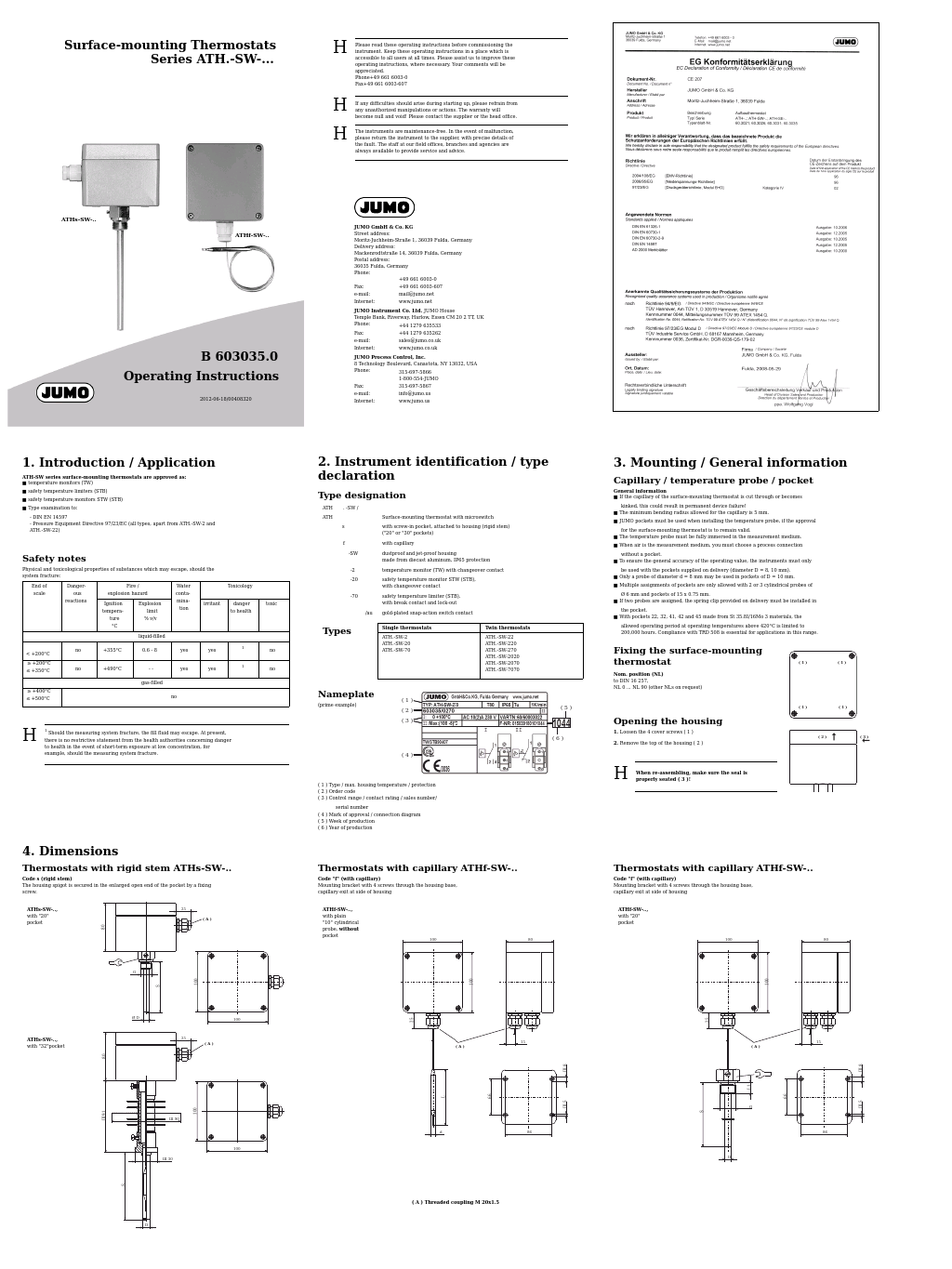 60.3035 Surface-mounting single or twin thermostat, ATH-SW Operating Manual