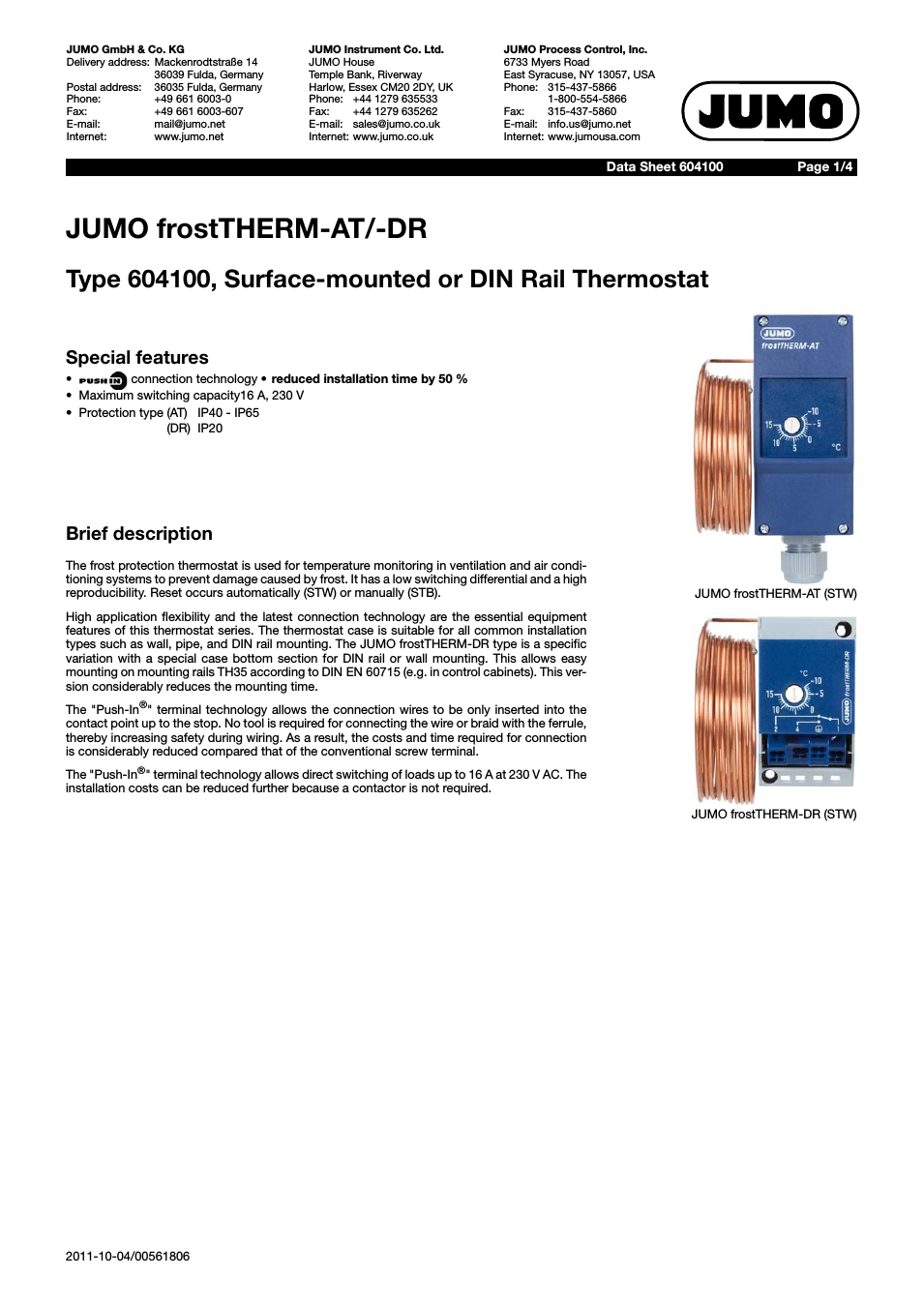 604100 frostTHERM-AT/-DR Data Sheet
