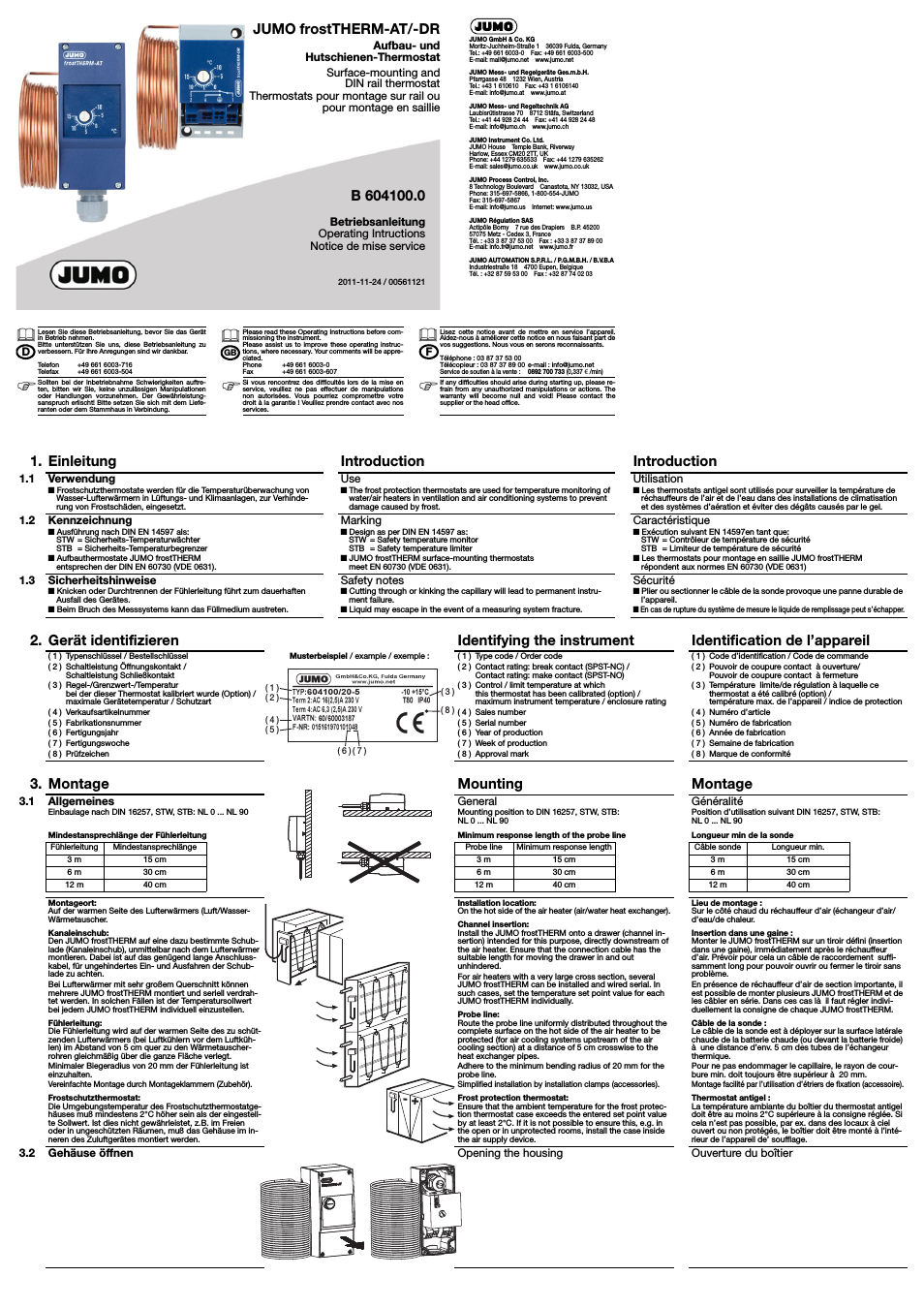 604100 frostTHERM-AT/-DR Operating Manual
