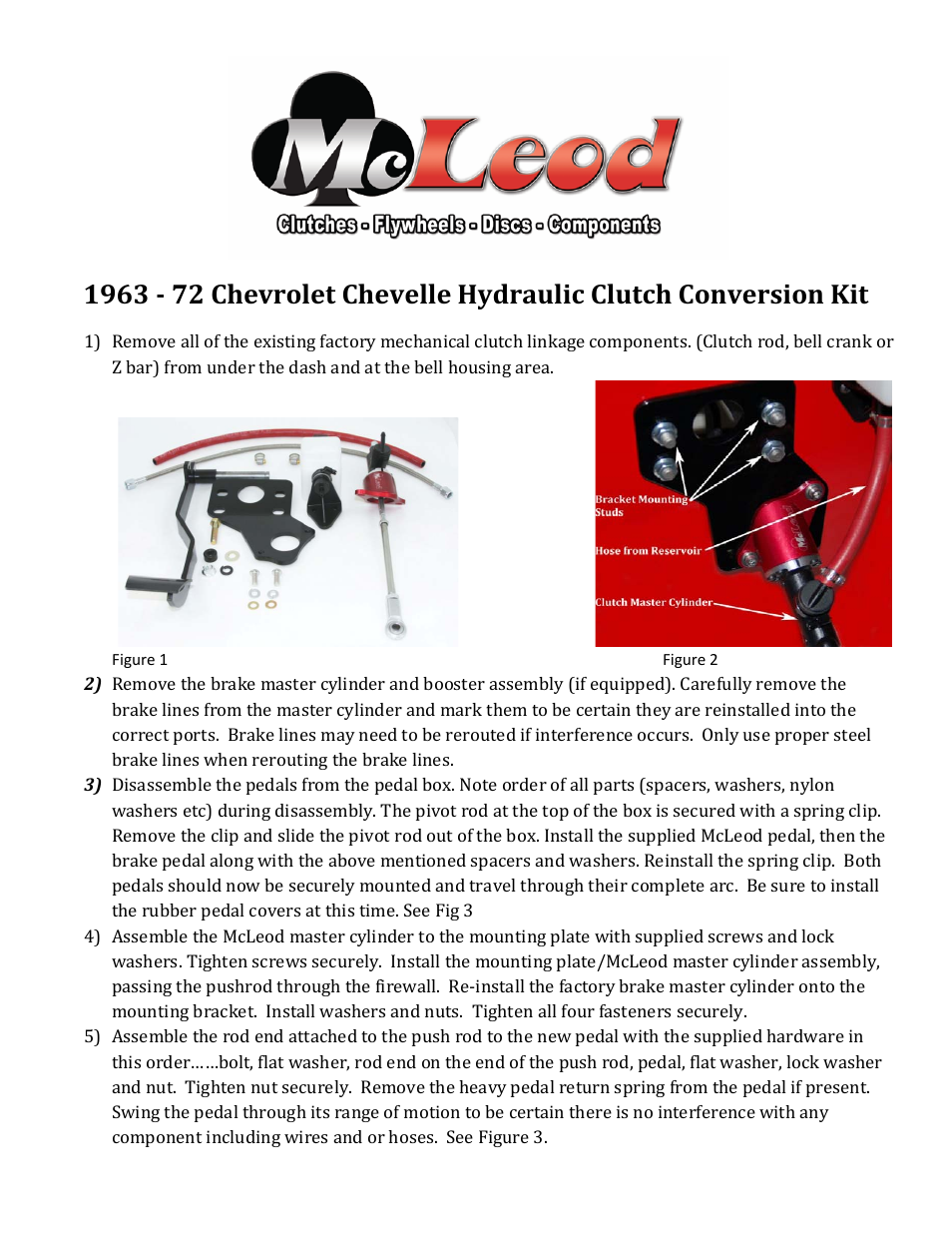 1963-1972 Chevelle Hydraulic Conversion Instructions