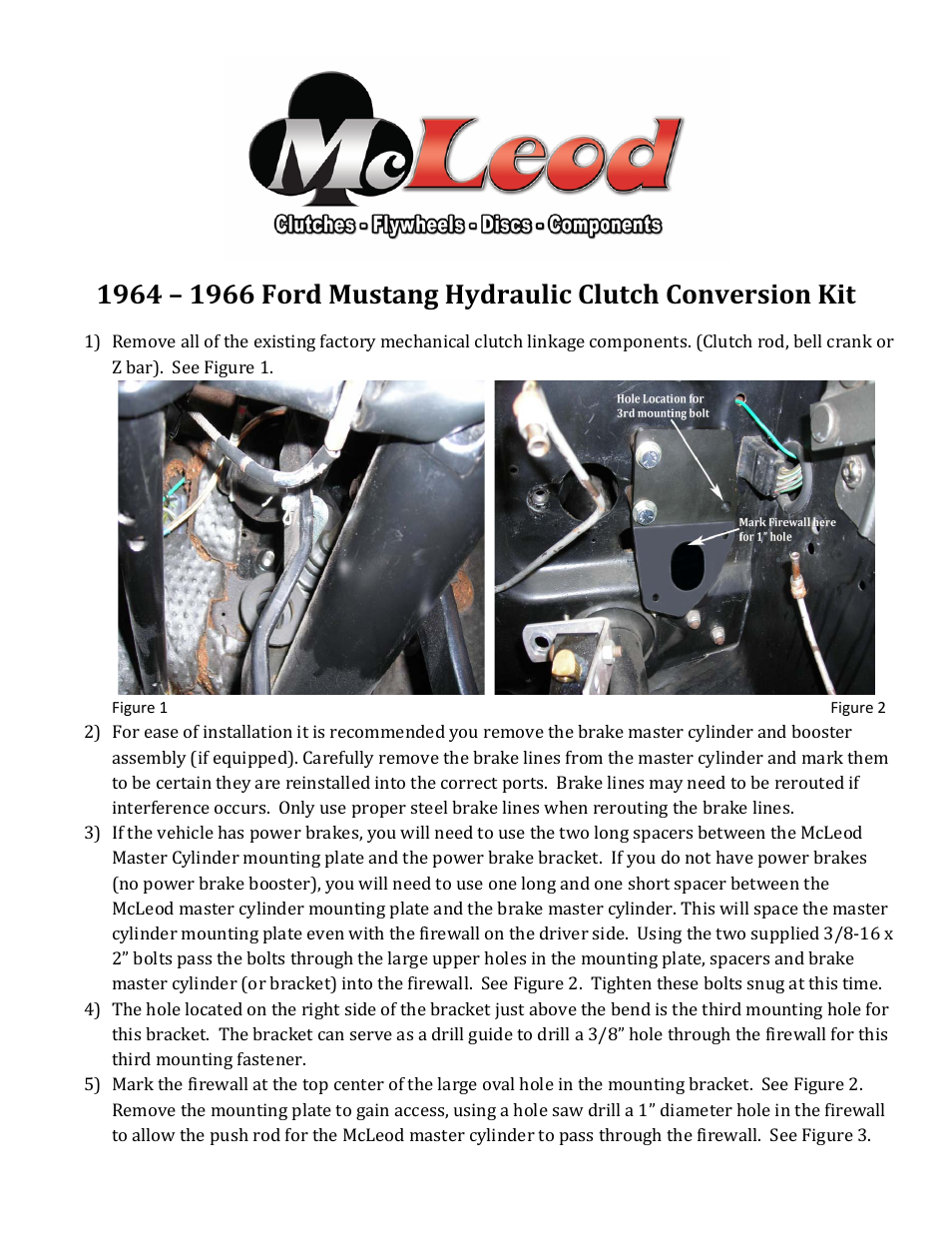1964-66 Mustang Hydraulic Conversion Instructions