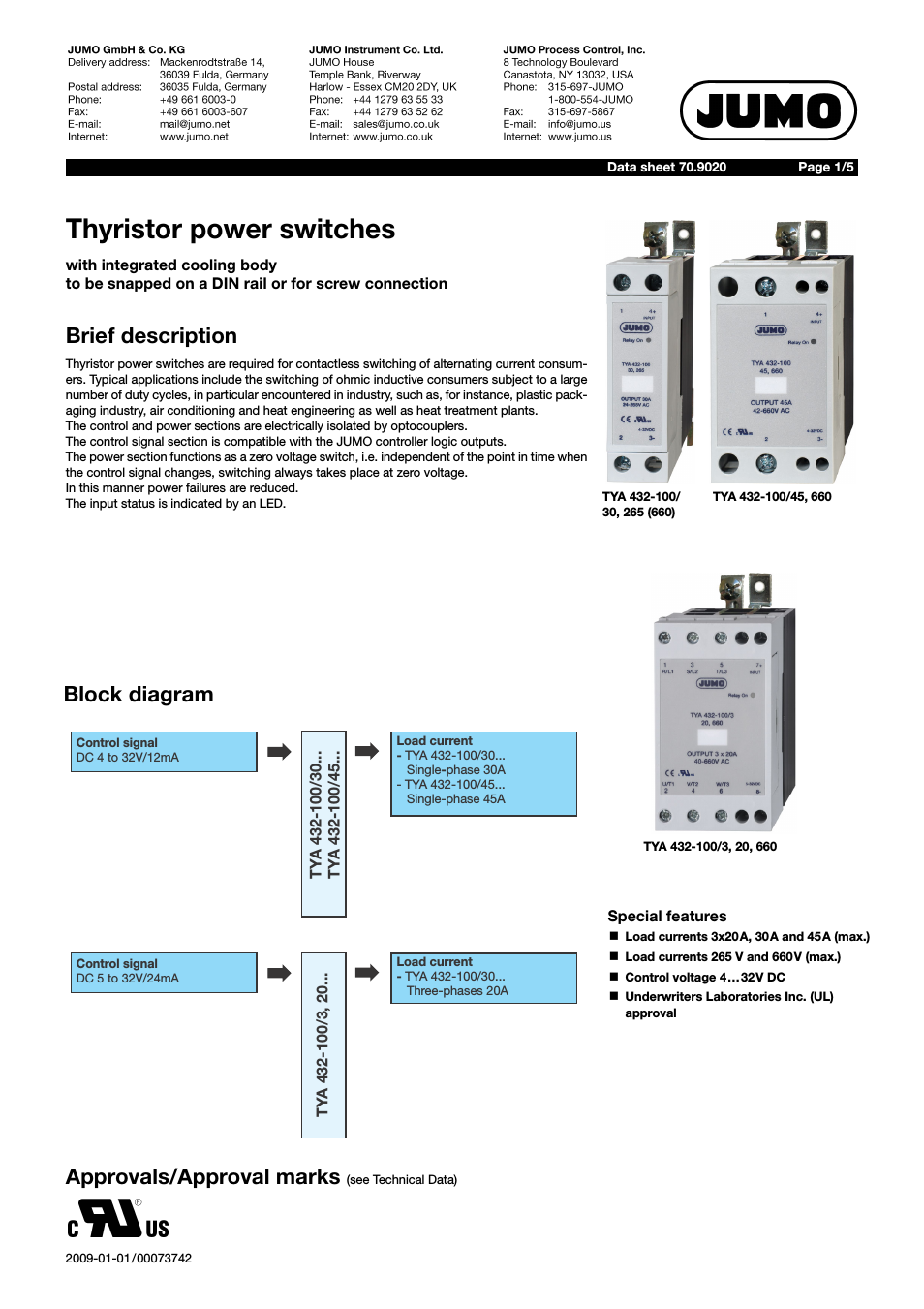 709020 TYA-432 thyristor power switch Data Sheet