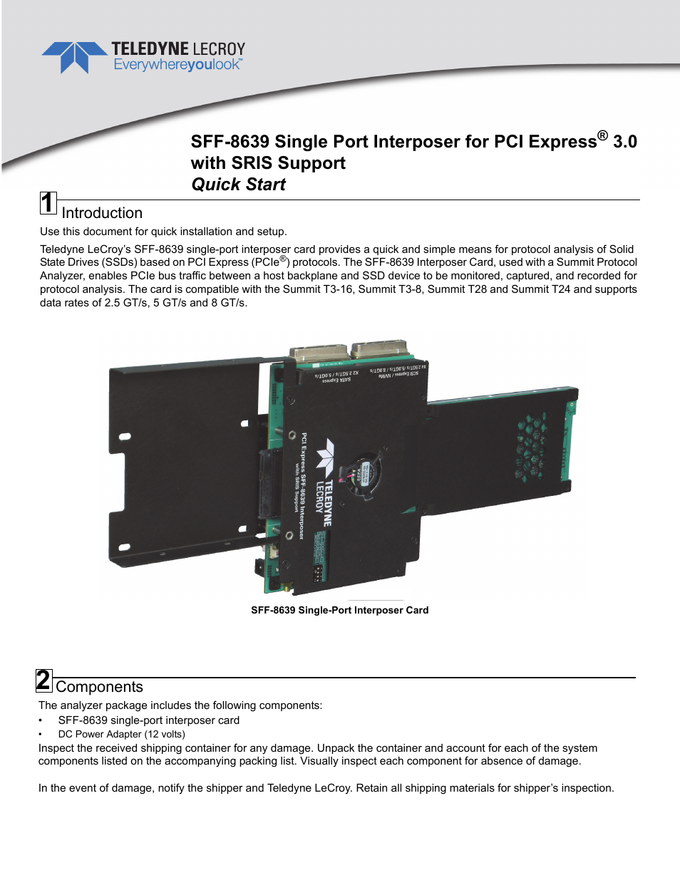 PCIe Gen3 SFF-8639 Interposer With SRIS Quick Start