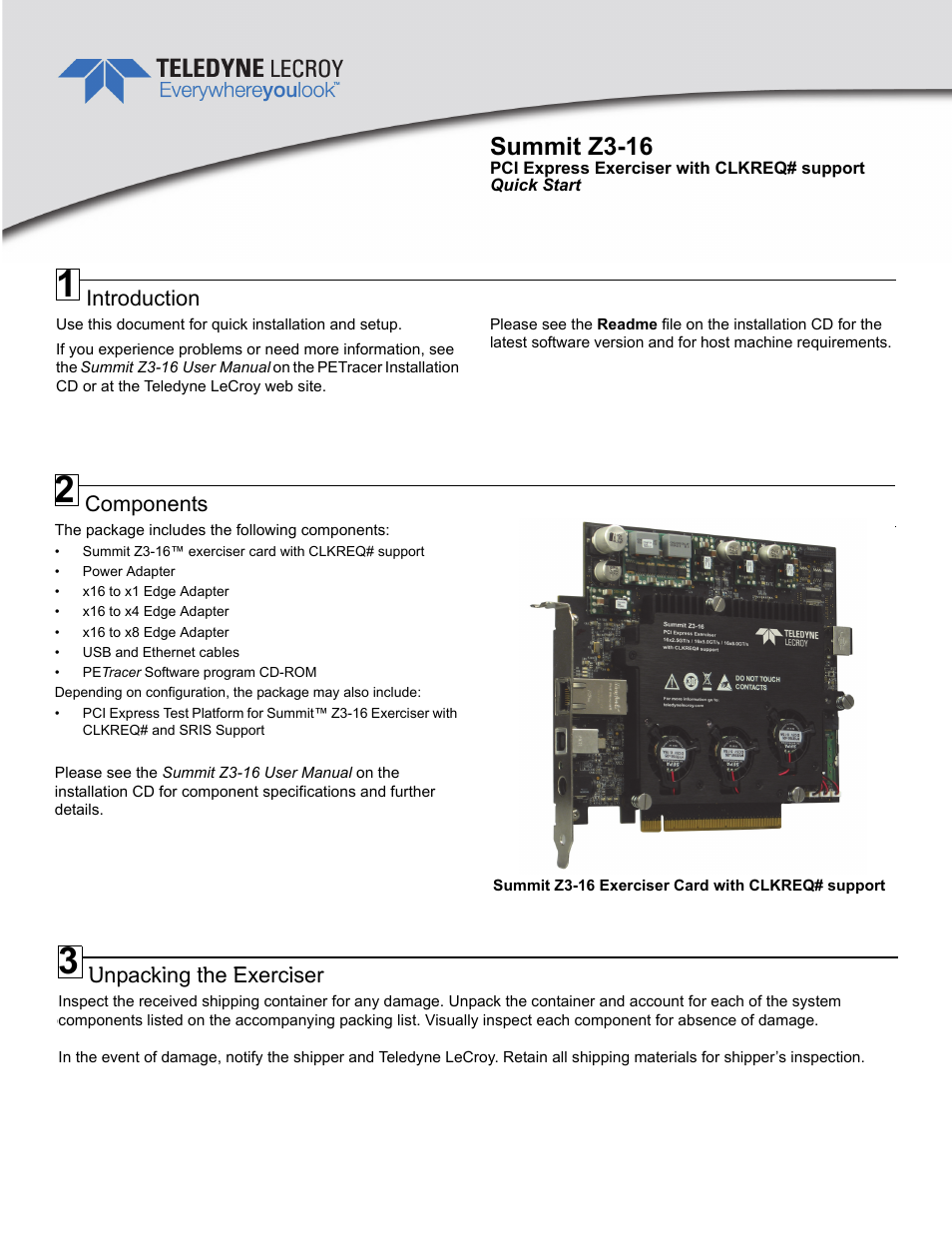 PCIe Summit Z3-16 with CLKREQ Quick Start