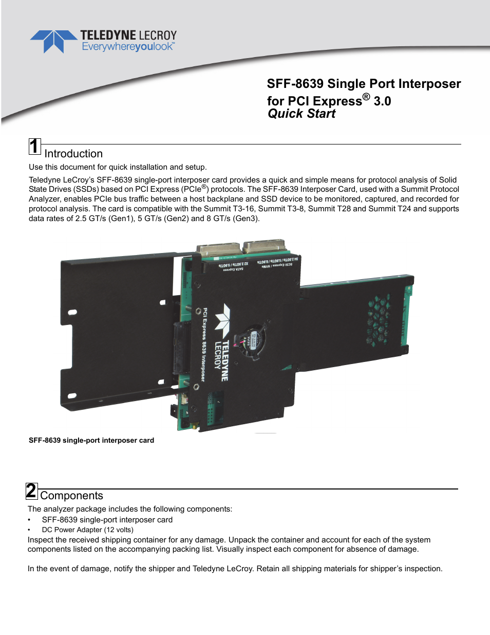 SFF-8639 Single Port Interposer QSG