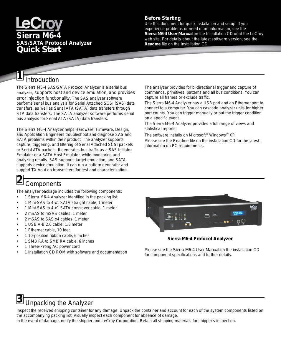 Sierra M6-4 SAS_SATA Protocol Analyzer Quick Start Guide