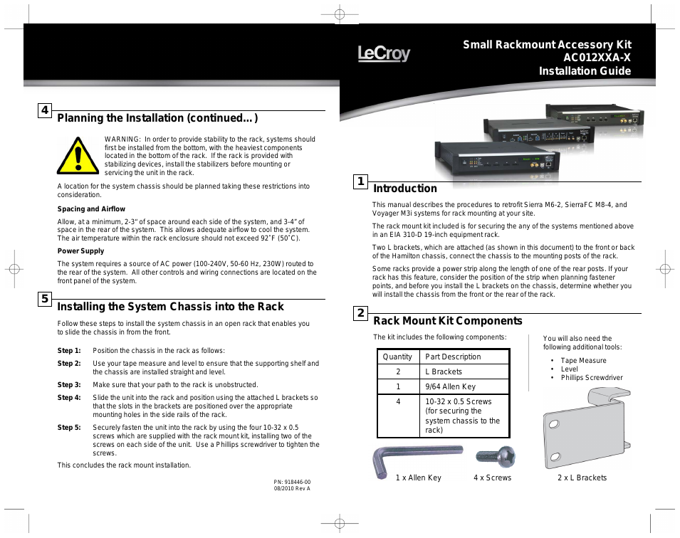 SierraFC M8-4 Rackmount Installation Guide