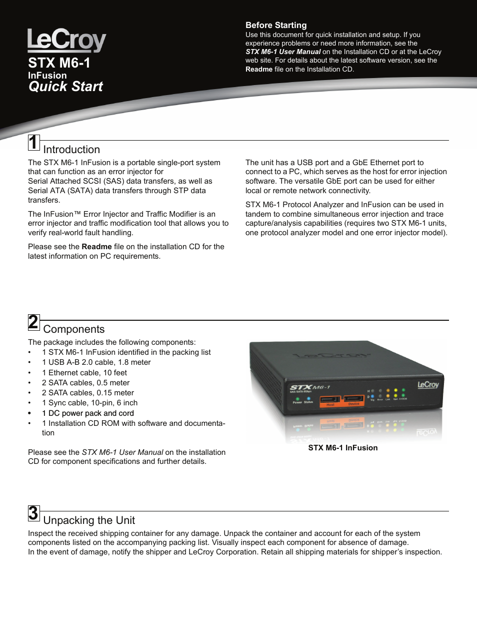 STX M6-1 InFusion Quick Start Manual