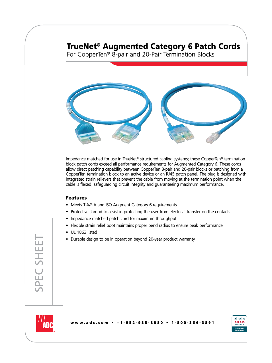 TrueNet Augmented Category 6 Patch Cords