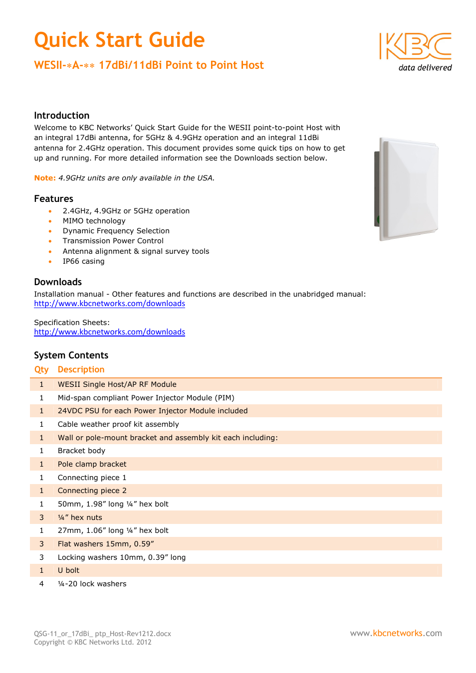 WESII 9dBi Point-to-Point / Point-to-Multipoint Host
