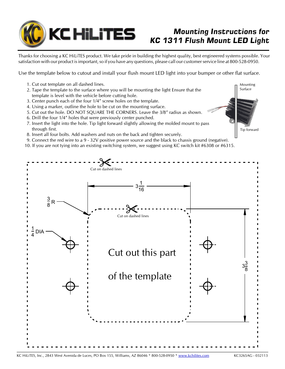 KC #1311 Flush Mount LED Light Instructions
