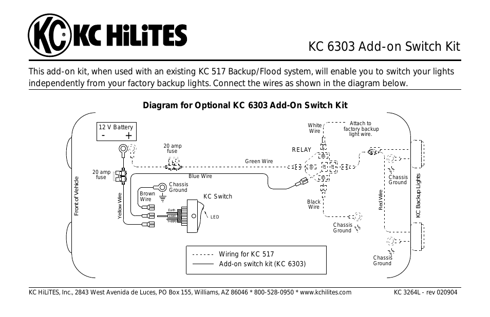 KC #6303 Add-on Switch Kit Installation