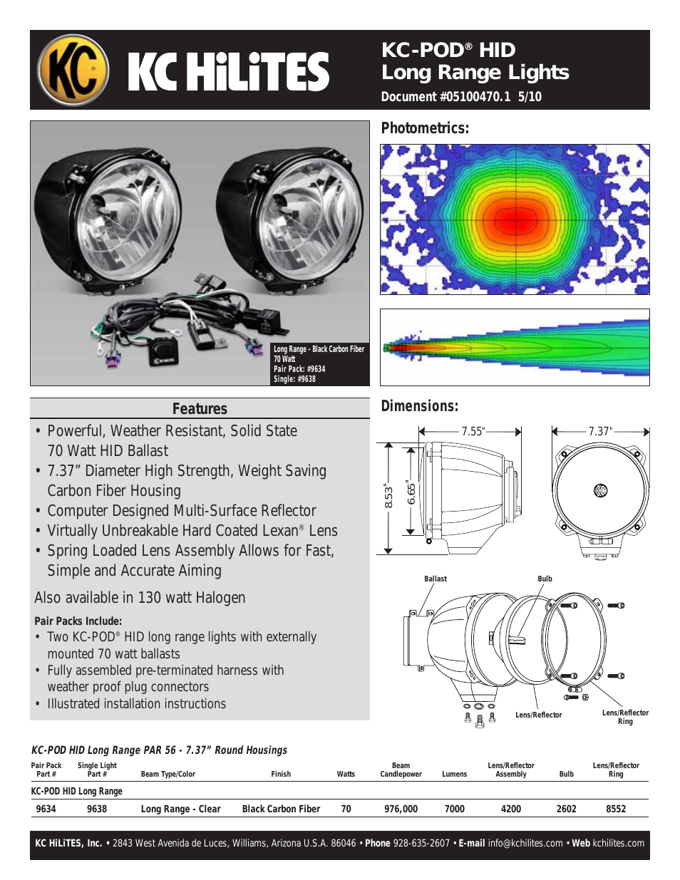 KC-POD HID Long Range Lights Data Sheet