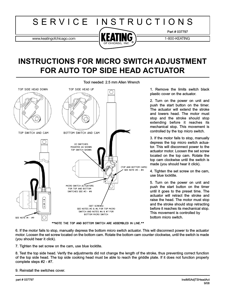 Macro Switch Adjustment For Auto Top Side Head Actuator