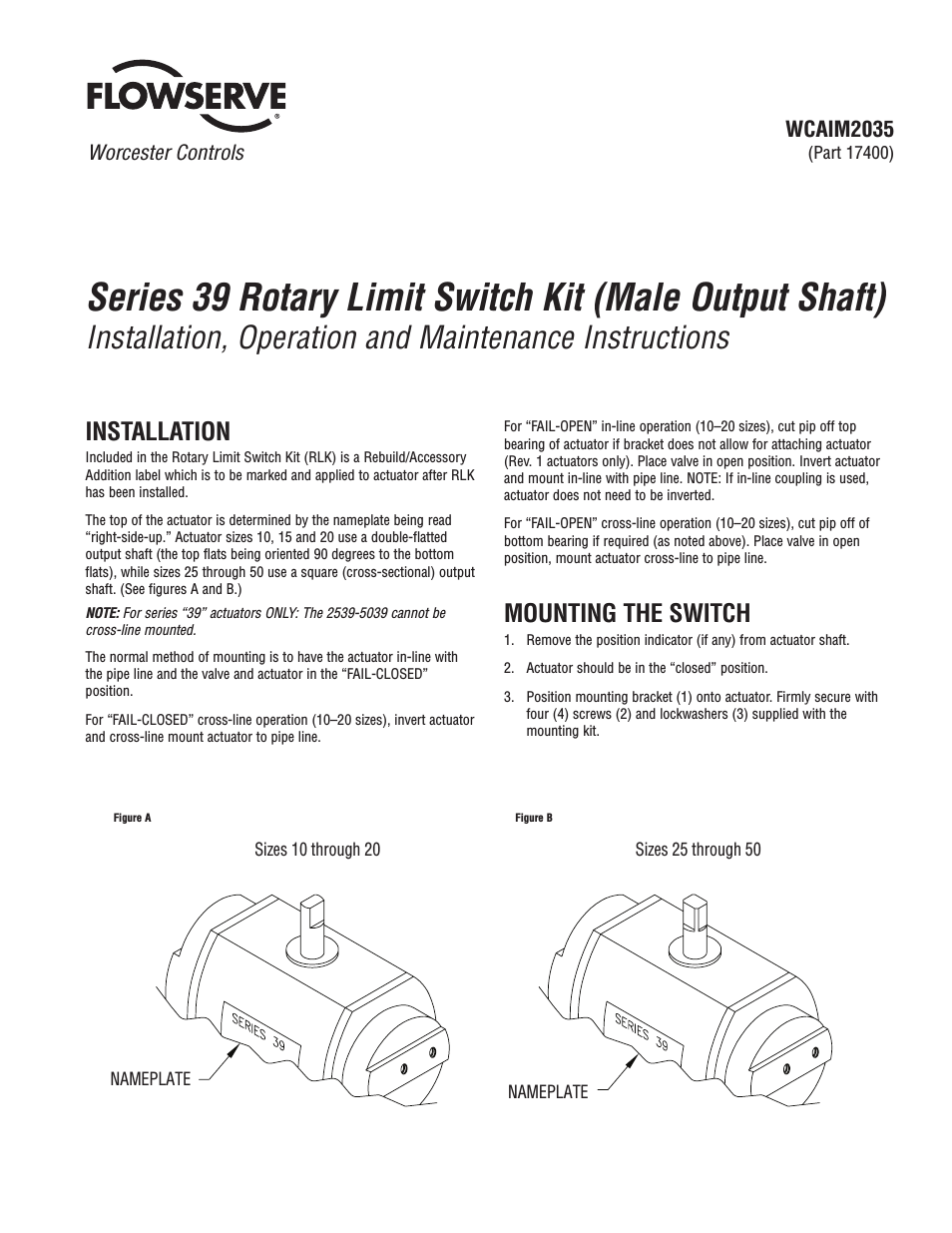 39 Series Rotary Limit Switch Kit