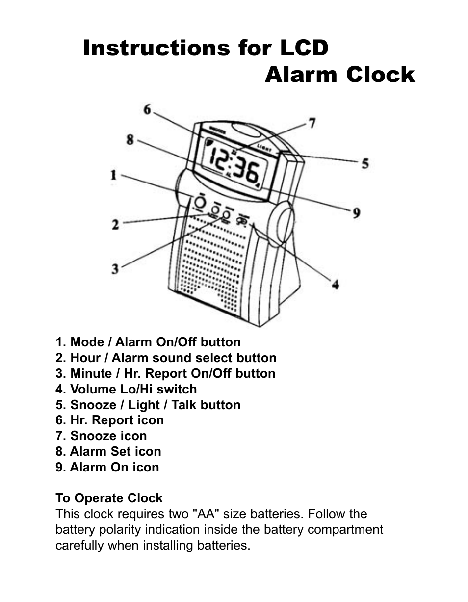 Traveler's LCD Talking Alarm Clock