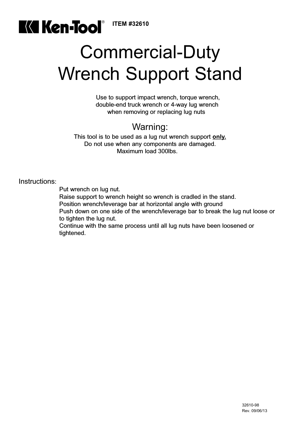 32610 Wrench Support Stand