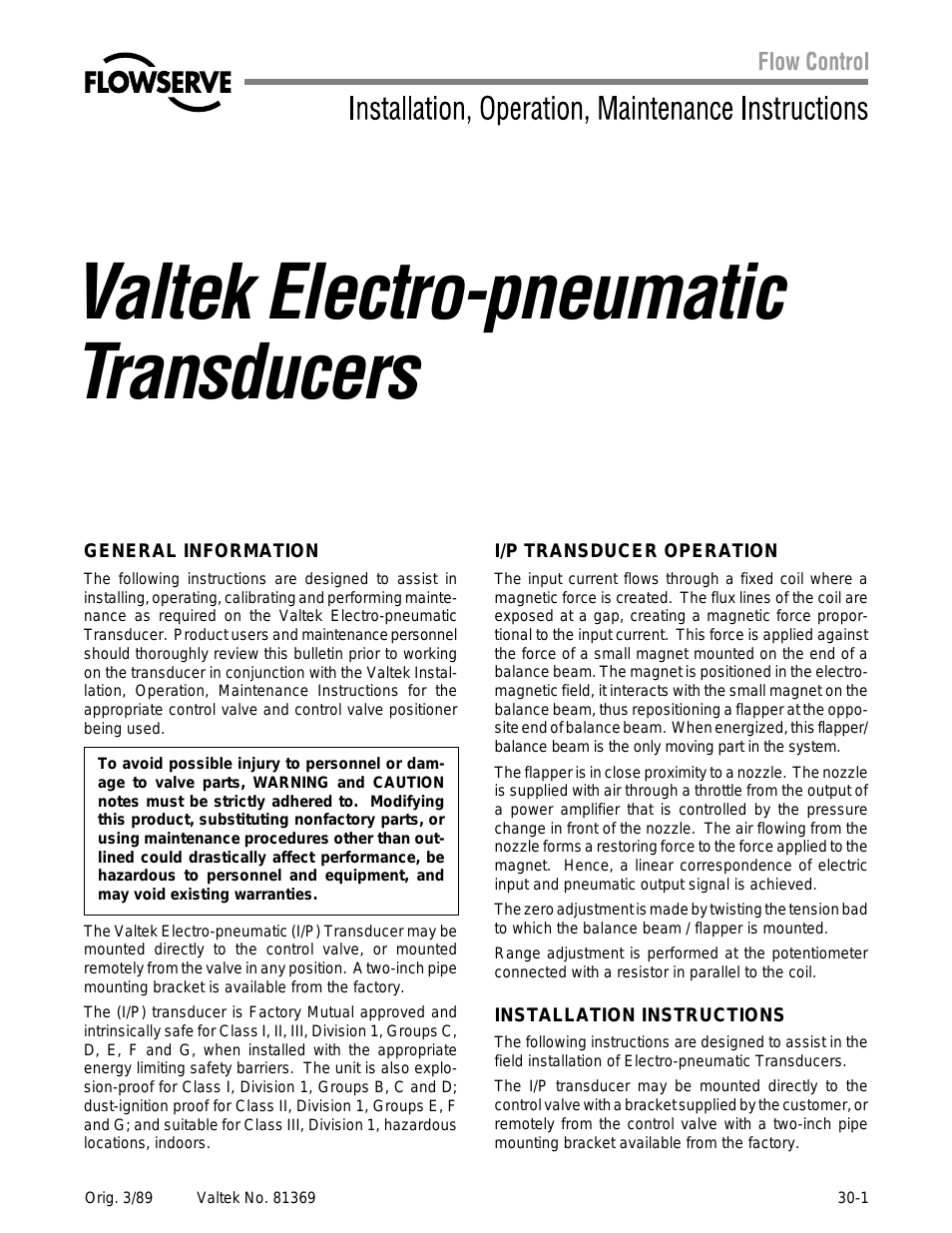 Electro-pneumatic Transducers