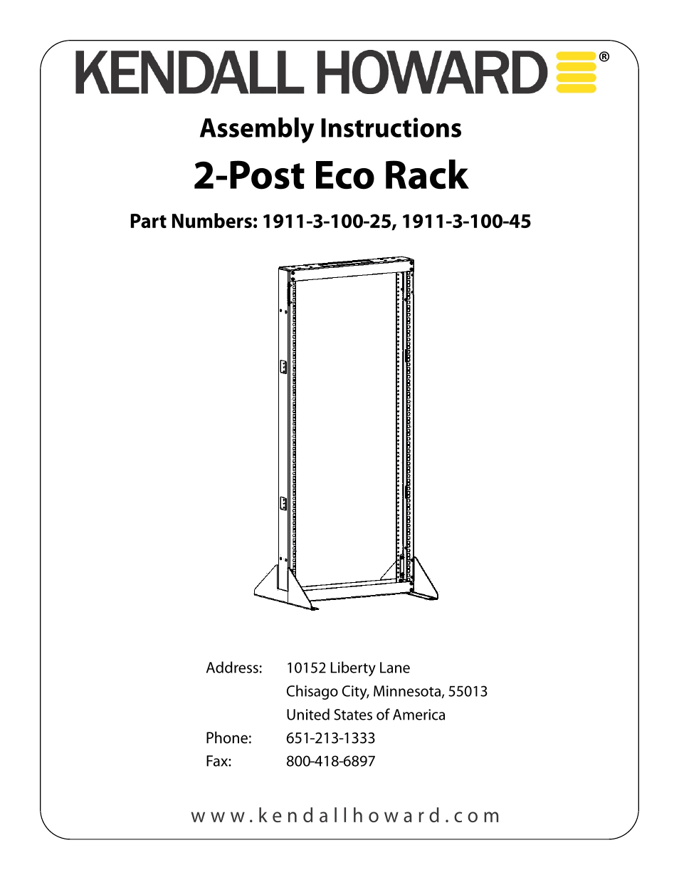1911-3-100-25 25U 2-Post ECO Rack