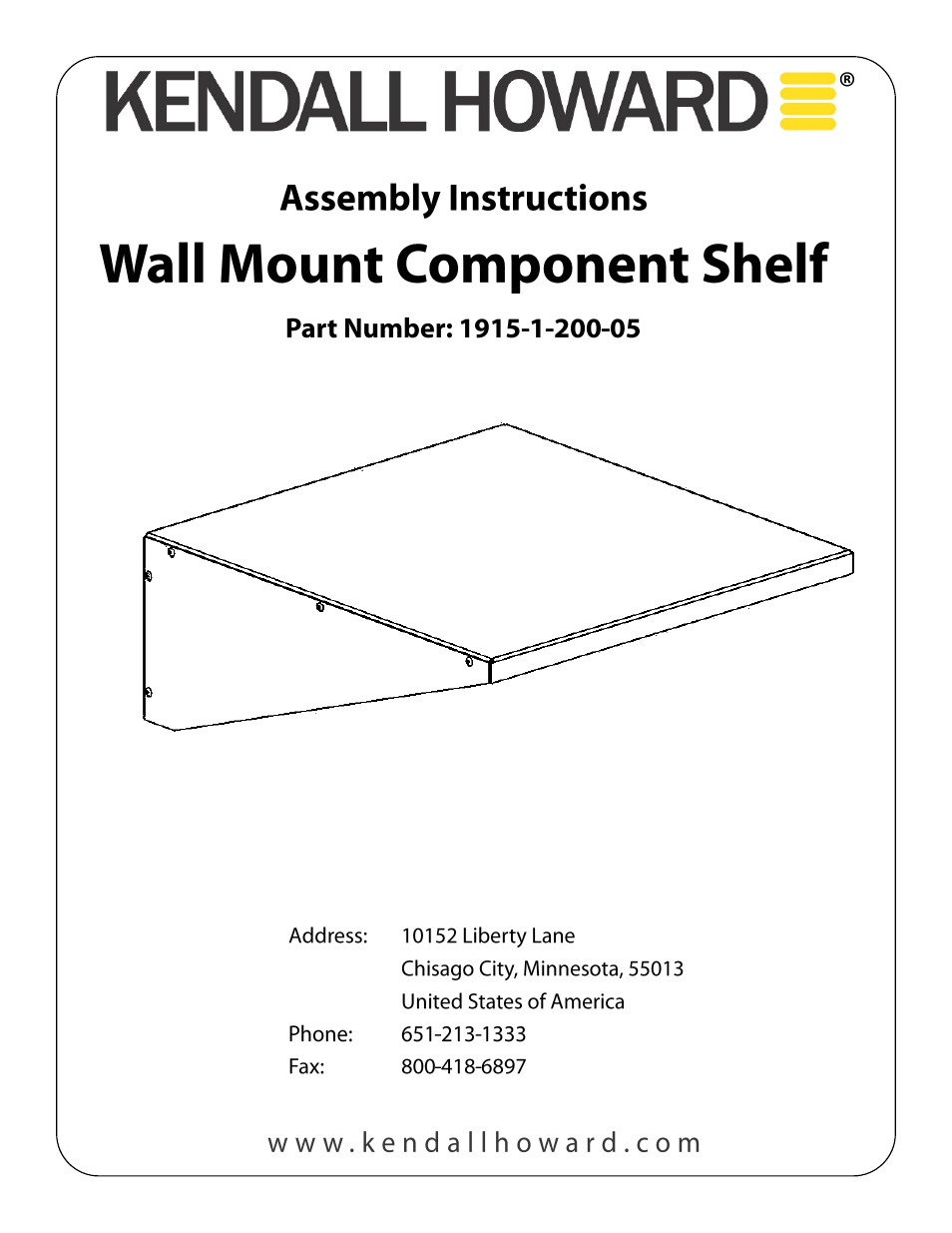 1915-1-200-05 Wall Mount Component Shelf