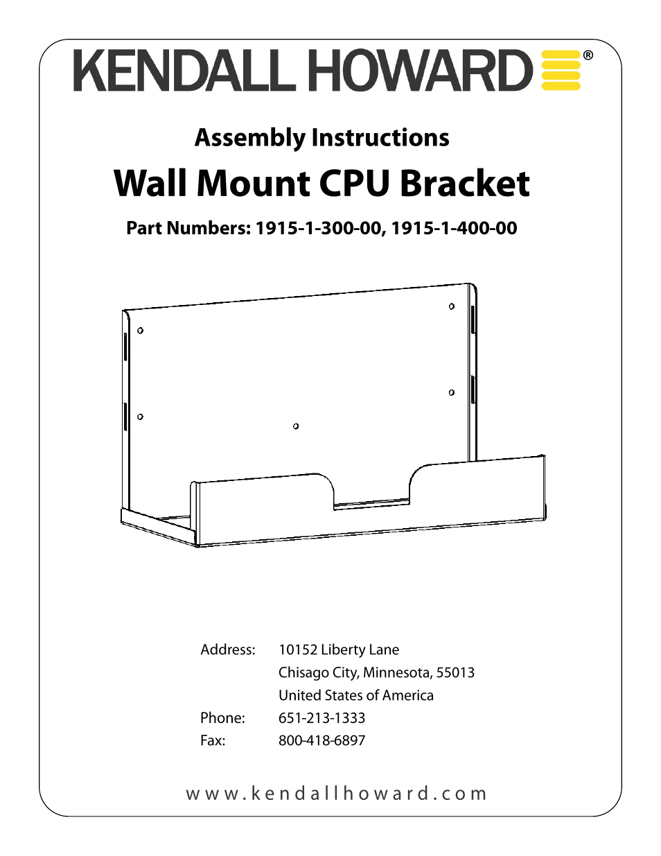 1915-1-400-00 Wall Mount Desktop CPU Bracket