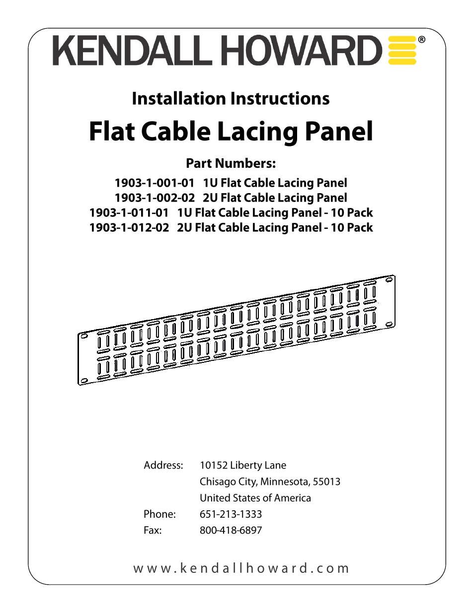 1903-1-0xx-0x Flat Cable Lacing Panel