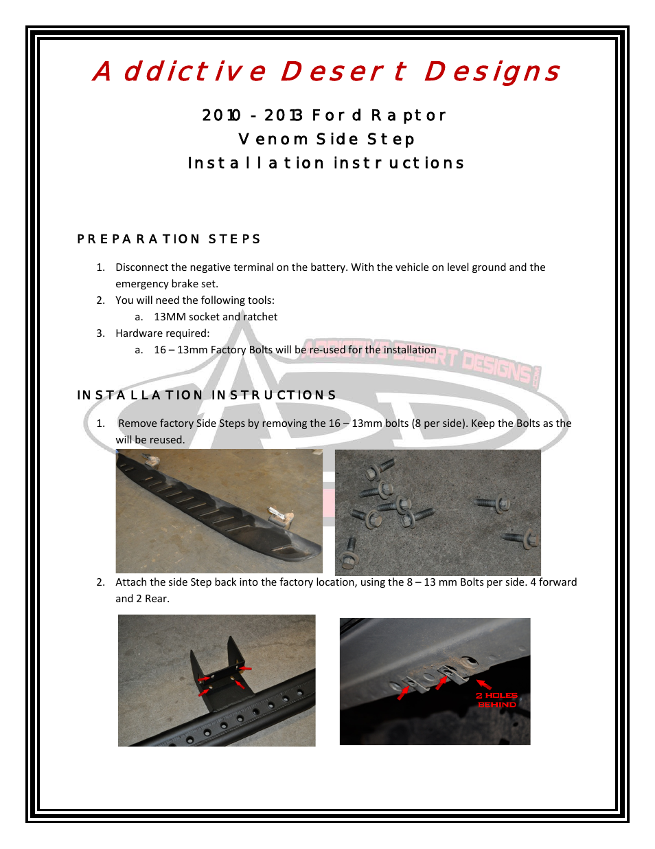 2009 - 2013 F-150/Raptor Venom Side Step